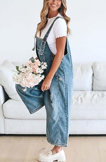 Effortlessly Cool: Chouyatou Distressed Denim Overalls