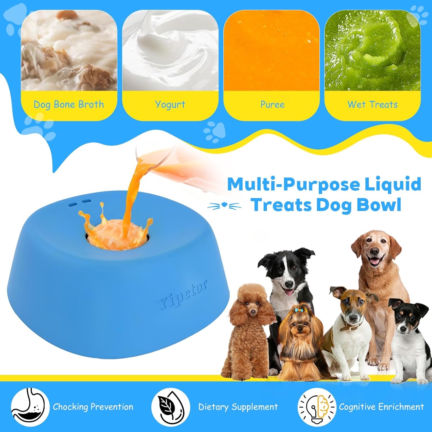 Yipetor Slow Feeder Dog Bowl – Fun & Mess-Free Feeding
