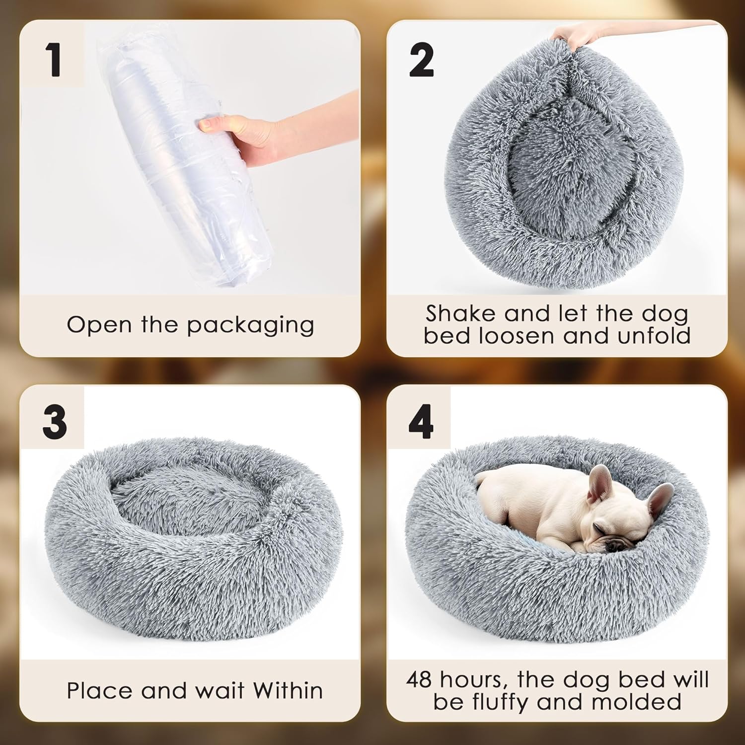 Hoewina Indoor Calming Donut Pet Bed – Plush Comfort for Cats & Small Dogs