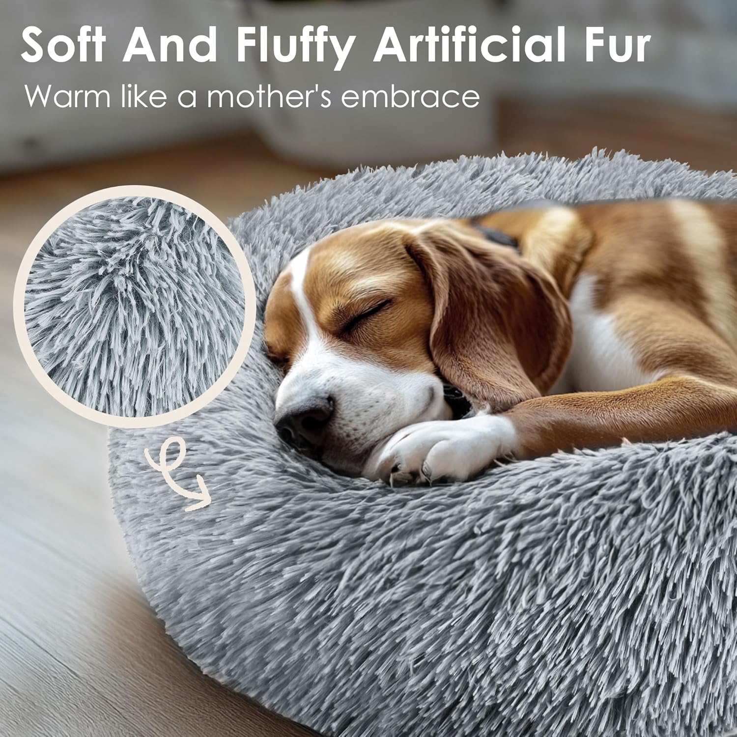 Hoewina Indoor Calming Donut Pet Bed – Plush Comfort for Cats & Small Dogs